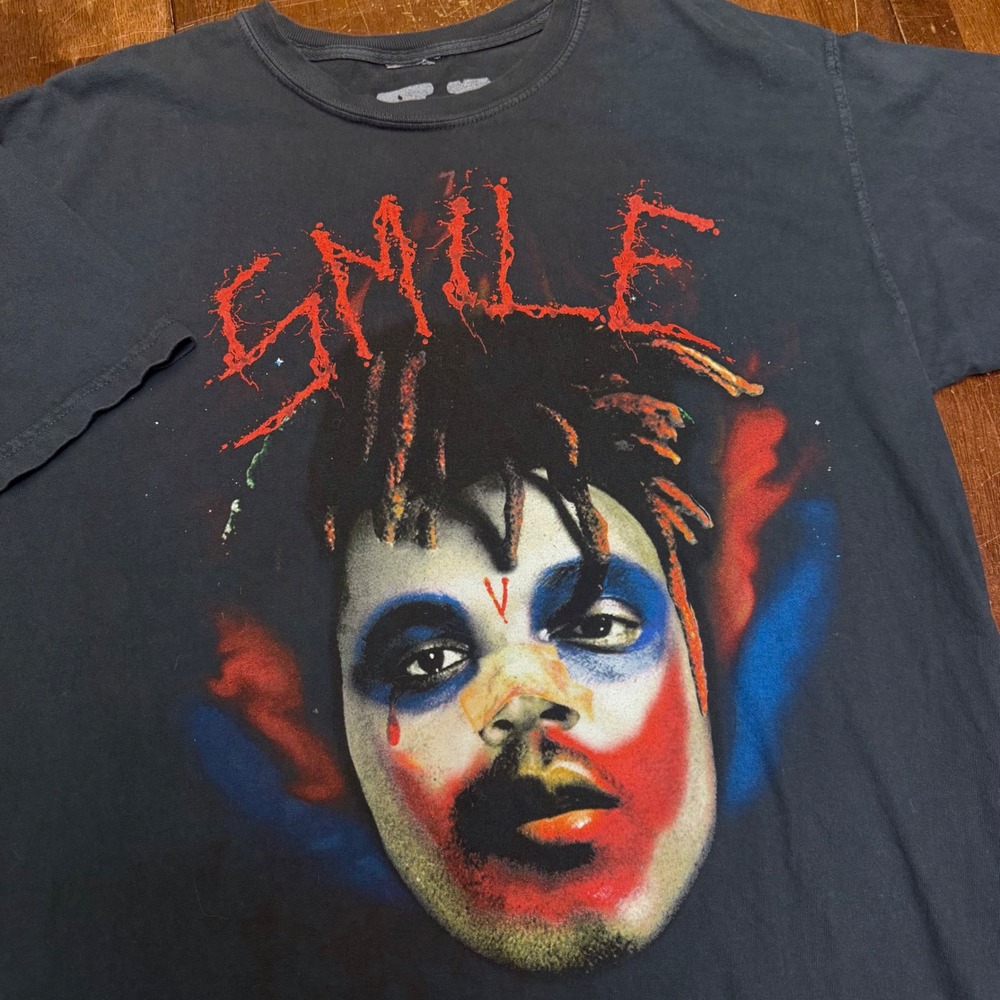 Vlone Juice WRLD Smile T-Shirt Mens Large Black Graphic Streetwear Tee